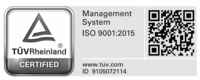 TÜV Rheinland certified. Management System ISO 9001:2015
