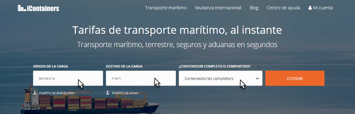 Buscador de tarifas de transporte marítimo