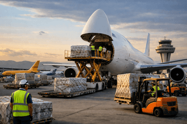 Cargo loading at airport terminal