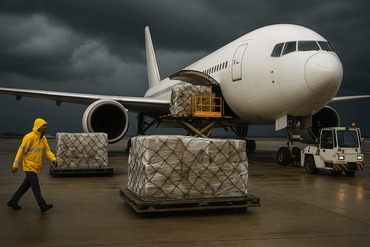 air plane loading bad weather