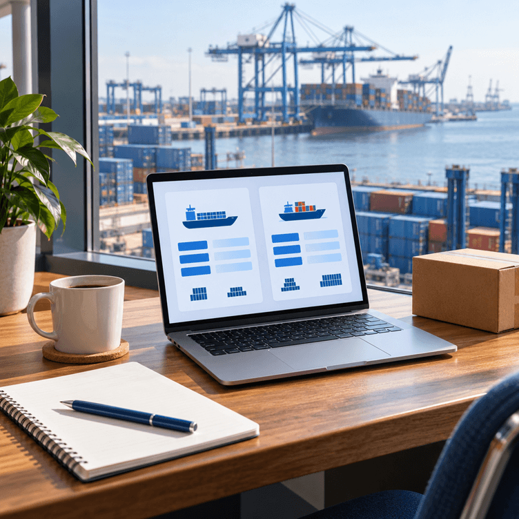 Comparing freight options by the window